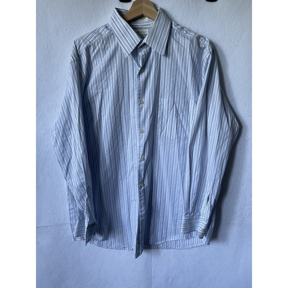 joseph abboud shirt 16.5/ 34x35, Blue White Stripes W Front Pocket Long Sleeve